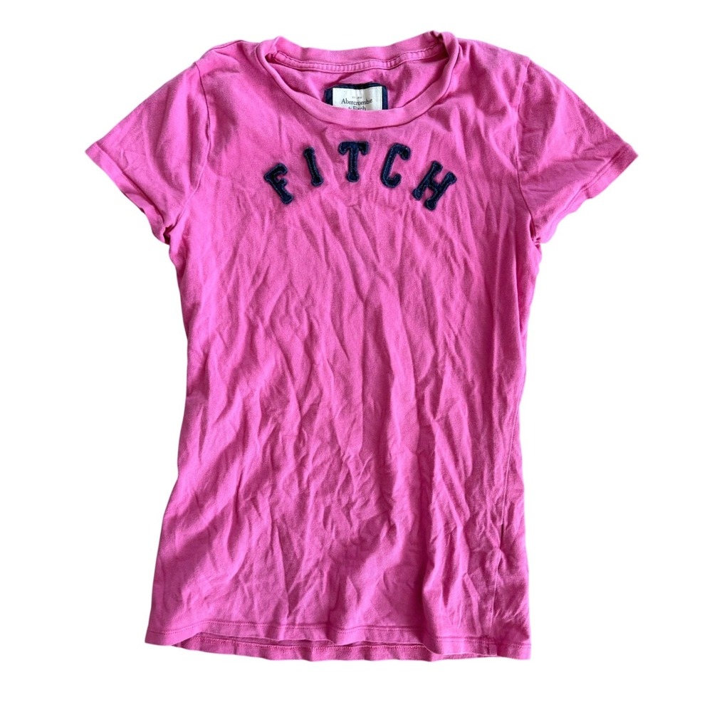 Vintage Y2K Abercrombie & Fitch Pink Fitch Logo Short Sleeve T-Shirt Women's L